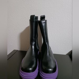 Boots Purple And Black Moto Combat Style Size 8.5